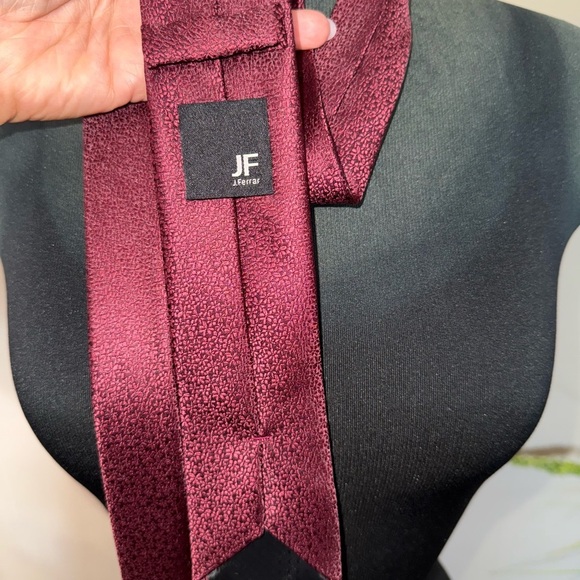 J. Ferrar • Burgundy Monochrome Floral Tie - Picture 3 of 4